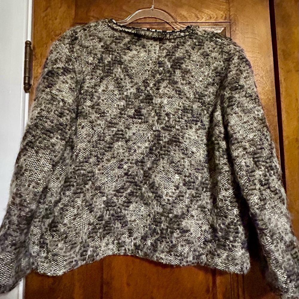 Zara Knitwear Marled Gray, Black and Cream Open Cardigan - Picture 8 of 8